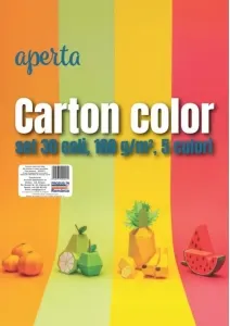 Coperta cărții Carton color A4 Aperta. Set 30 coli, 160 g/mp, 5 culori intense