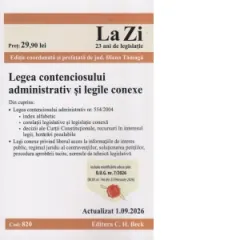 Coperta cărții Legea contenciosului administrativ si legile conexe. Cod 820. Actualizat la 1.09.2026