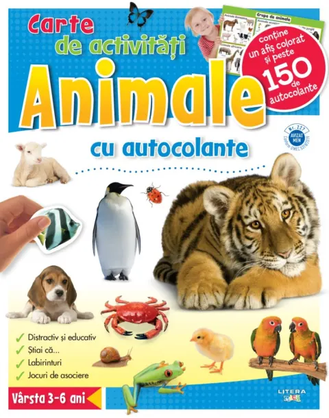 Coperta cărții Animale. Carte de activități cu autocolante