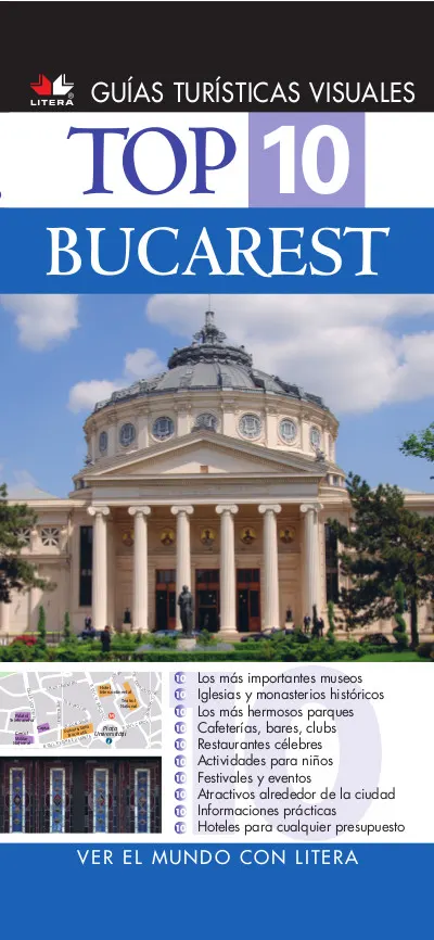 Coperta cărții Top 10. Bucarest (în limba spaniolă). Ghiduri turistice vizuale
