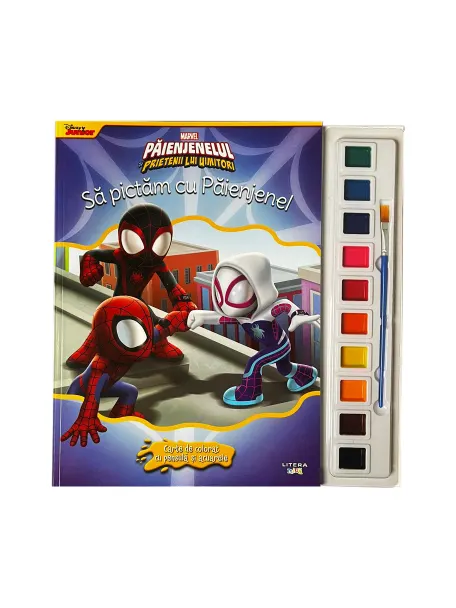 Coperta cărții Marvel. Paienjenelul si prietenii lui uimitori. Sa pictam cu Paienjenel. Carte de colorat cu pensula si acuarele