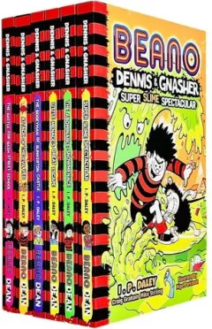 Coperta cărții Beano Dennis & Gnasher Series Books 1 - 6 Collection Set (Super Slime Spectacular, Abominable Snowmenace, Little Menace's Great Escape, Bogeyman of Bunkerton Castle & MORE!)