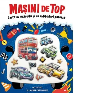 Coperta cărții Masini de top. Carte cu exercitii si cu abtibilduri pufoase