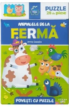 Coperta cărții Animalele de la ferma. Povesti cu puzzle