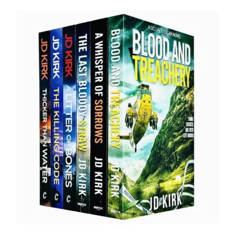 Coperta cărții DCI Logan Crime Thrillers 1-6 Books Collection Set By JD Kirk (A Litter of Bones, Thicker Than Water, The Killing Code, Blood and Treachery, The Last Bloody Straw, A Whisper of Sorrows)