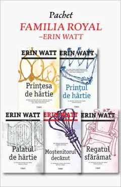 Coperta cărții Pachet Seria „Familia Royal” – Erin Watt. Prințesa de hârtie (Vol. 1)/Prințul de hârtie (Vol. 2)/Palatul de hârtie (Vol. 3)/Moștenitorul decăzut (Vol. 4)/Regatul sfărâmat (Vol. 5)