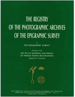 Coperta cărții Registry of the Photographic Archives of the Epigraphic Survey