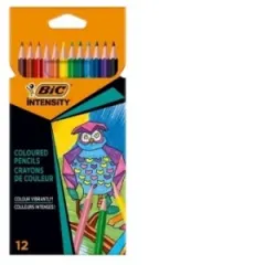 Coperta cărții Creioane colorate Intensity, mina ultra-rezistenta, 12 culori/set BIC