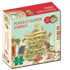 Coperta cărții Craciunul familiei Motanila. Carte + puzzle cu clapete surpriza (76 de piese, 12 clapete)