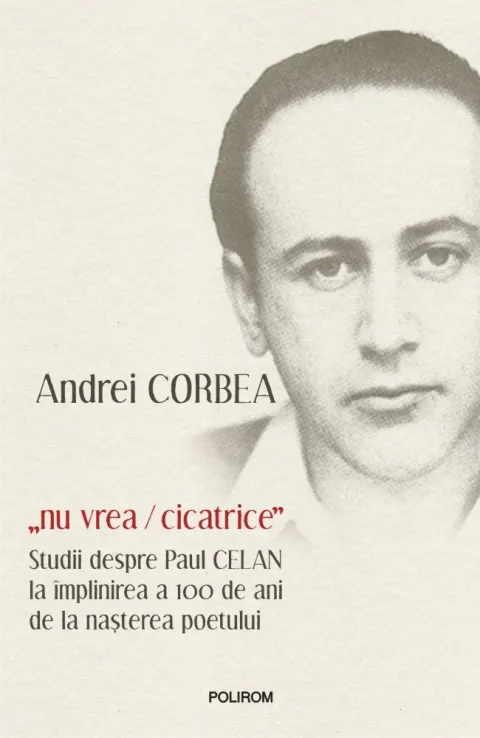 Coperta cărții „nu vrea/cicatrice”. Studii despre Paul Celan la împlinirea a 100 de ani de la nașterea poetului