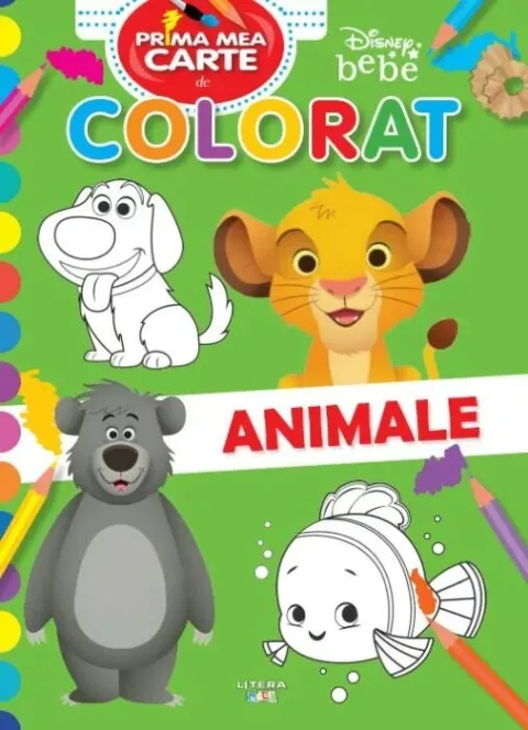 Coperta cărții Disney bebe. Prima mea carte de colorat. Animale