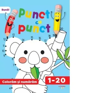 Coperta cărții Punct cu punct. Coloram si numaram de la 1 la 20