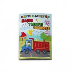 Coperta cărții Carte colorat si activitati A4 - Masini, trenuri, camioane