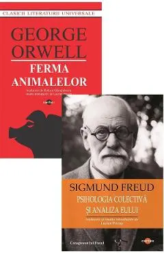 Coperta cărții Pachet 2 carti: Ferma animalelor + Psihologia colectiva si analiza eului - George Orwell, Sigmund Freud