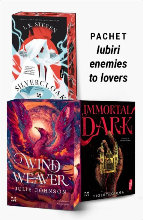 Coperta cărții Pachet Iubiri enemies to lovers. Silvercloak/Wind Weaver/Immortal Dark - L.K.Steven
