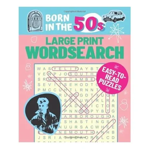 Coperta cărții Born in the 50s large print wordsearch