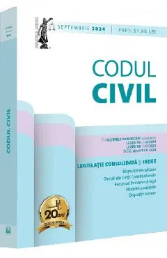 Coperta cărții Codul civil. Legislatie consolidata si Index Septembrie 2024