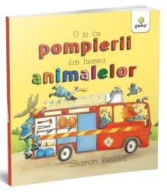 Coperta cărții O zi cu pompierii din lumea animalelor