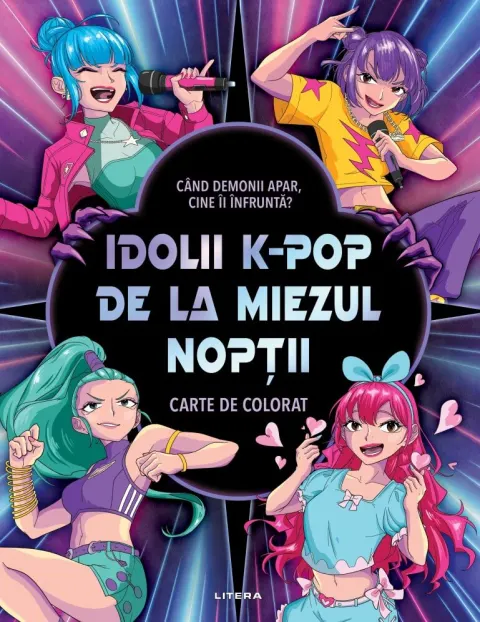 Coperta cărții Idolii K-pop de la miezul noptii. Carte de colorat