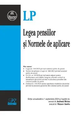 Coperta cărții Legea pensiilor si Normele de aplicare Act.1 septembrie 2024