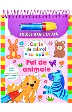 Coperta cărții Stiloul magic cu apa. Carte de colorat cu apa: Pui de animale