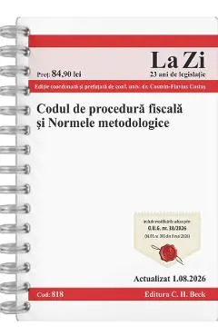 Coperta cărții Codul de procedura fiscala si normele metodologice Act. 1 august 2026 Ed.Spiralata