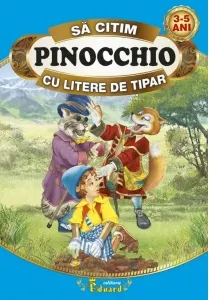 Coperta cărții Sa citim Pinocchio cu litere de tipar