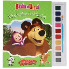 Coperta cărții Masha și Ursul. Să pictăm cu Masha. Carte de colorat cu pensulă și acuarele