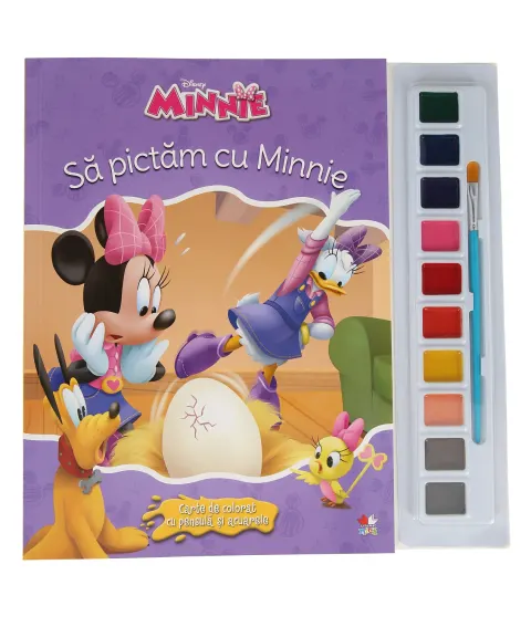 Coperta cărții Minnie. Să pictăm cu Minnie. Carte de colorat cu pensulă și acuarele