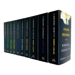 Coperta cărții The Bourne Trilogy Series Collection Robert Ludlum 10 Books Set (The Bourne Imperative, The Bourne Legacy, The Bourne Supremacy, The Bourne Ultimatum, The Bourne Identity, The Bourne Objective, The Bourne Sanction, Deception, Betrayal, Dominion)