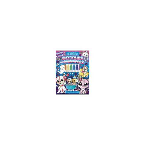 Coperta cărții Super Cute Kittens and Puppies Creative Pages Coloring Kit (Markers Included)