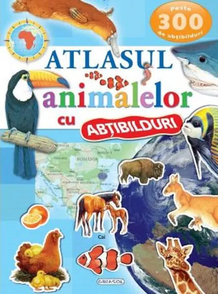 Coperta cărții Atlasul animalelor cu abțibilduri