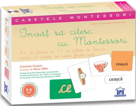Coperta cărții Învaț să citesc cu Montessori: 84 de Jetoane și 51 de tichete de lectură pentru a învăța să citești foarte ușor