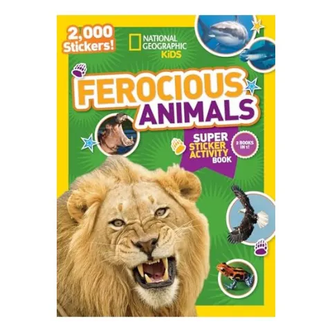 Coperta cărții National Geographic Ferocious Animals Super Sticker Activity Book, National Geographic