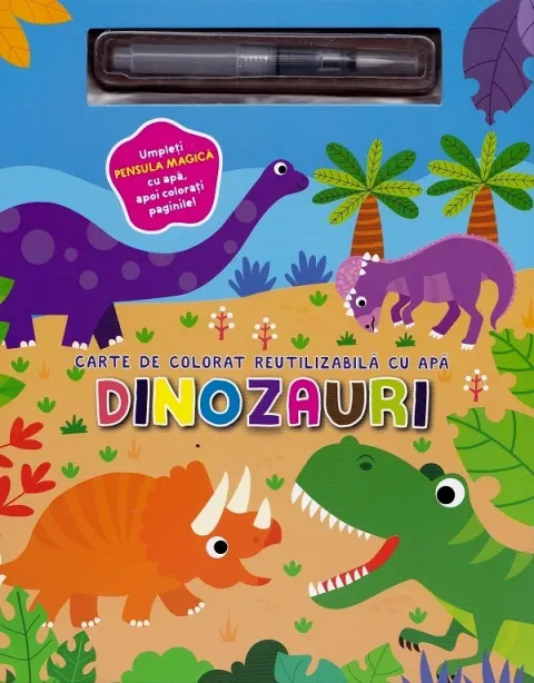 Coperta cărții Dinozauri. Carte de colorat reutilizabilă cu apă
