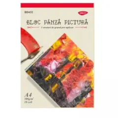 Coperta cărții Bloc A4 panza pictura, 3 straturi de grund pre-aplicat, 300g/m2, 10 coli