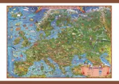 Coperta cărții Harta Europei pentru copii 700x500 mm, cu sipci MDF
