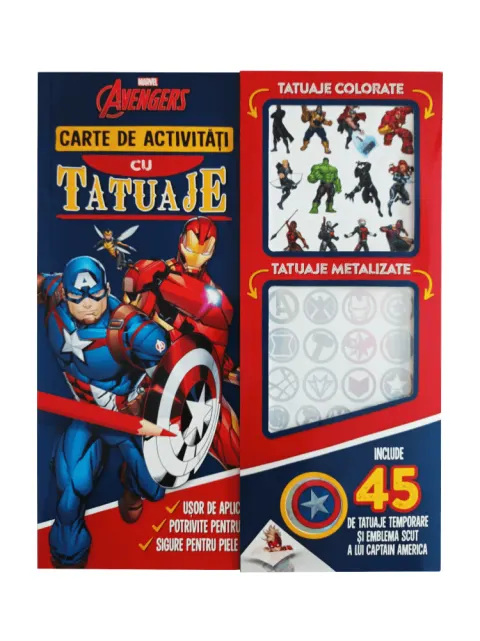 Coperta cărții Marvel. Avengers. Carte de activitati cu tatuaje