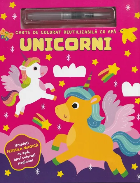 Coperta cărții Unicorni. Carte de colorat reutilizabilă cu apă
