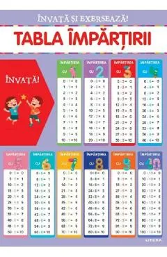 Coperta cărții Invata si exerseaza! Tabla impartirii + exercitii. Planse educationale