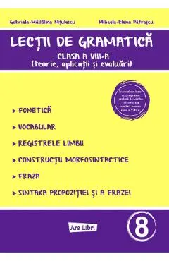 Coperta cărții Lectii de gramatica - Clasa 8 - Gabriela-Madalina Nitulescu, Mihaela-Elena Patrascu
