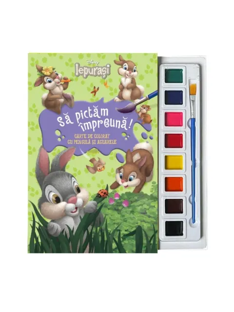 Coperta cărții Disney Iepurasi. Sa pictam impreuna! Carte de colorat cu pensula si acuarele