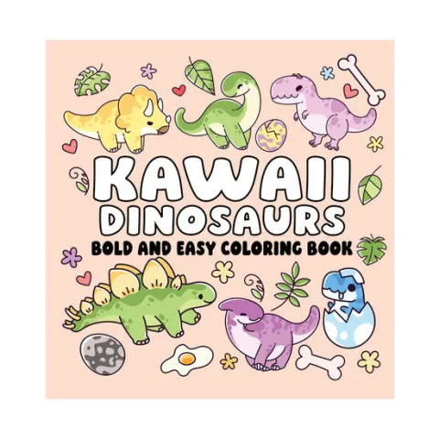 Coperta cărții Kawaii Dinosaurs Bold and Easy Coloring Book