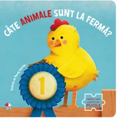 Coperta cărții Câte animale sunt la fermă? Prima mea carte cu puzzle