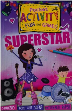 Coperta cărții Superstar Pocket Activity Fun and Games Games and Puzzles, Fold-Out Scenes, Patterned Paper, Stickers!