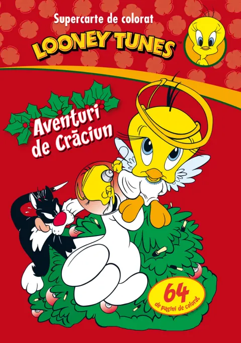 Coperta cărții Looney Tunes. Aventuri de Crăciun. Supercarte de colorat
