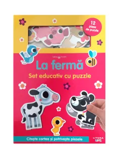Coperta cărții Bebe învață. La fermă. Set educativ cu puzzle