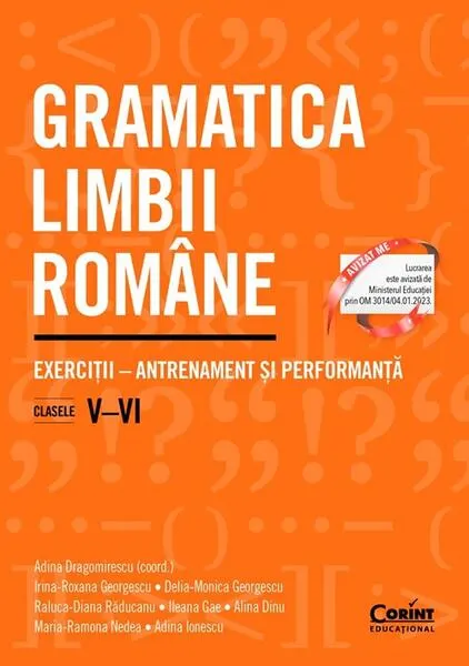 Coperta cărții Gramatica limbii române. Exerciții – antrenament și performanță. Clasele V–VI