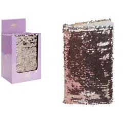 Coperta cărții Lined A5 Sequin Rose Gold Notebook