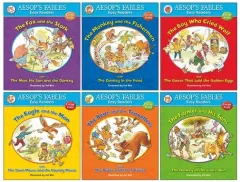 Coperta cărții Aesop's Fables Easy Readers Collection 6 Books Set By Val Biro (The Fox and the Stork, The Monkey and the Fishermen, Boy Who Cried Wolf, Eagle and the Man, The Bear and the Travellers & More)